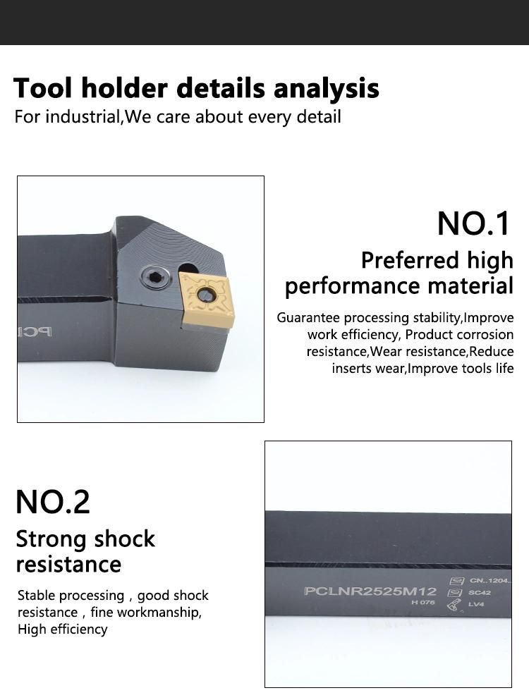 Pclnr Series CNC Indexable Cutting Tools Turning Toolholder Pclnr2525m12 Pclnr2020r12 for Lathe Machine