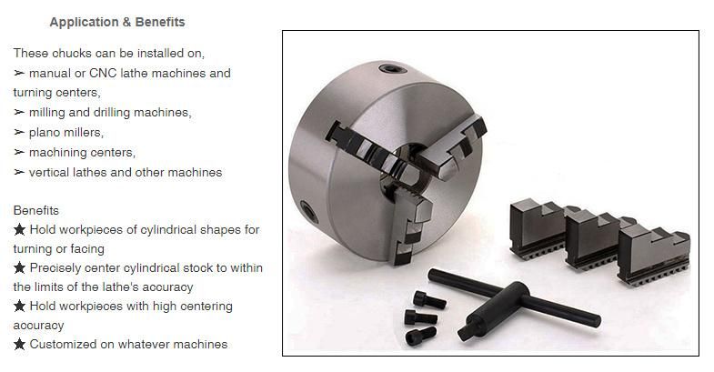 Thru Hole Dia 60-1000mm Pneumatic 3 Jaws CNC Lathe Chuck