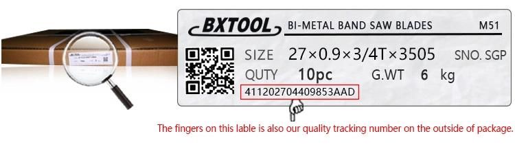 Bxtool-M51 Band Saw Blade for Cutting Hard Metal 27*0.90mm*3/4t Inch 1*0.035 Factory Price