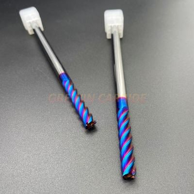 Gw Carbide Cutting Tool-D4/5/6/8/10mm HRC60 4 Flutes Milling Cutter L75mm Blue Nano Coated Solid Carbide End Mill