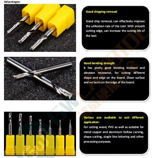 Grewin-4mm Single-Flute Spiral Carbide End Mill Cutter Bits Tools for Aluminium