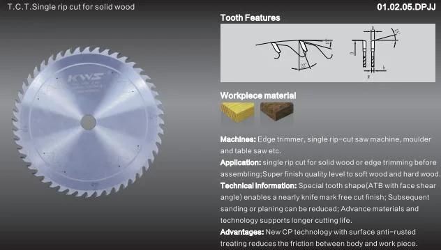 Kws Carbide Tipped Single Blade Ripping Saw Blade for Ripping on Table Rip Saw Woodworking Machinery Parts 305 mm Bore 30 mm 48t