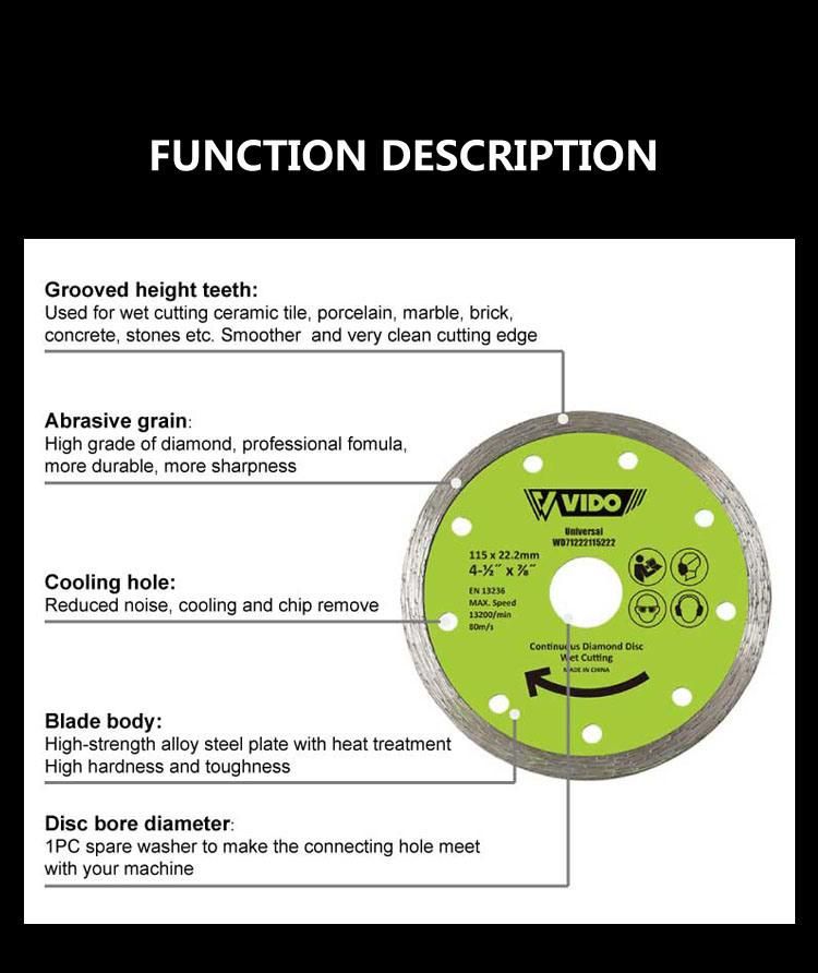 VIDO 180mm diamond wet saw blades disc for tile cutting mnarble cutter