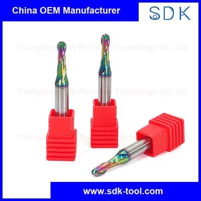 colorful Coated Solid Carbide Ball Nose 4mm End Mill Bits Solid Round Tools for Aluminium