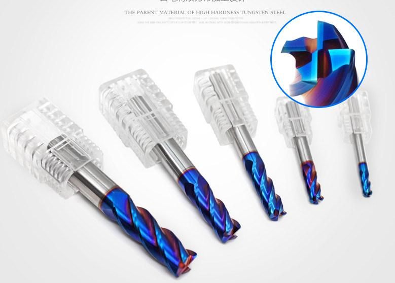 Gw Carbide-High Performance CNC Cutting Tool HRC 65 with Blue Nano Coating Solid Carbide 6 Flutes End Mill Milling Cutter