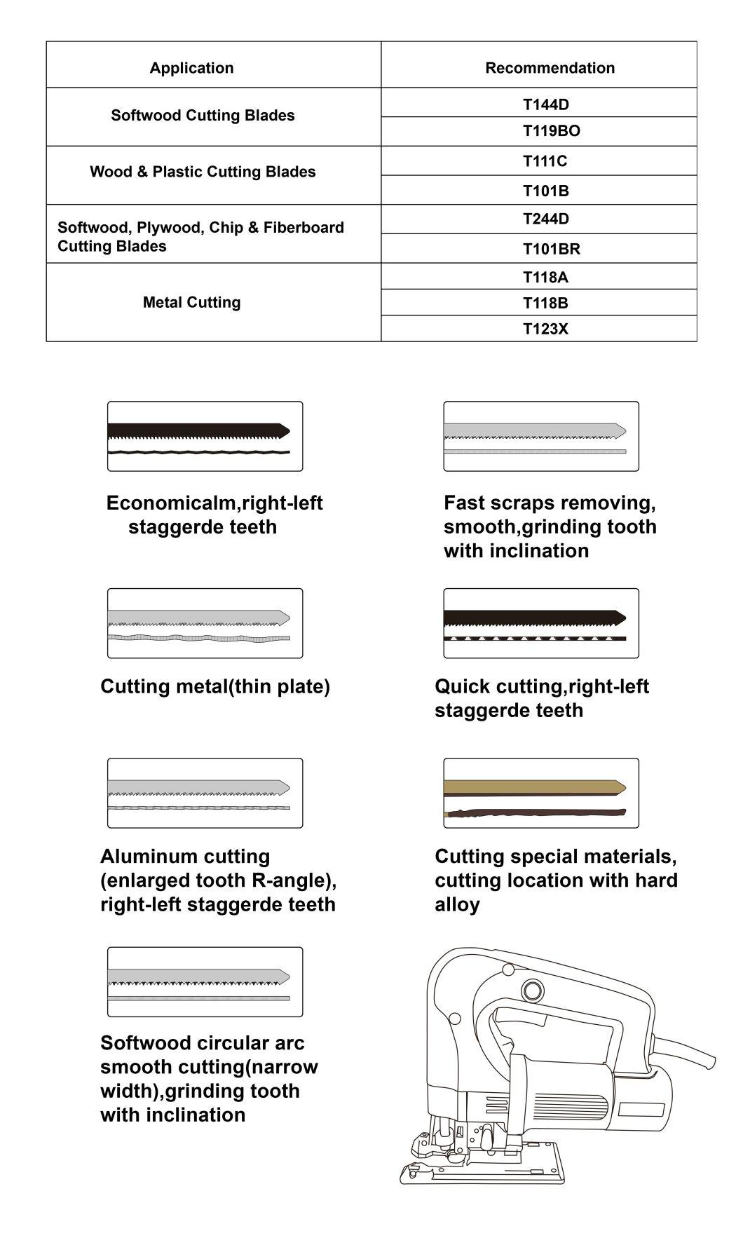 Sali T111C Wood Plastic Cutting Hcs Jig Saw Blades