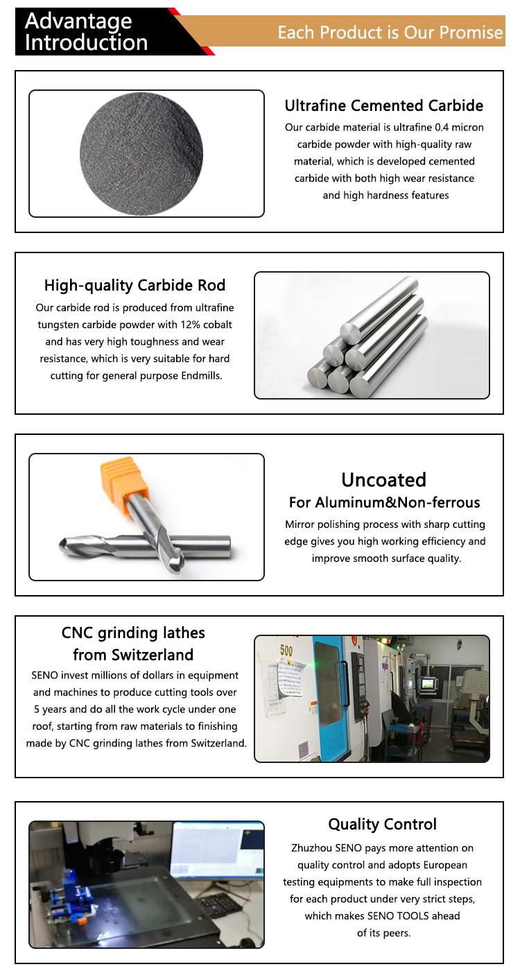 Good Quality CNC Cutting Tools Hard Alloy Solid Carbide 2flutes HRC55 Ball Nose Endmill for Aluminium