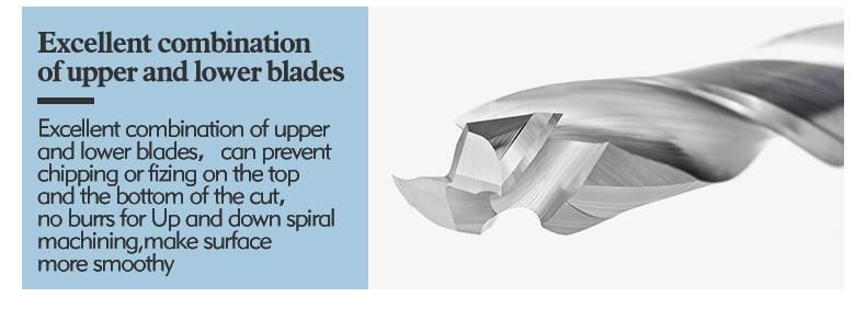 Bfl Milling Cutter Woodwork up & Down Cut 2 Flutes Spiral Carbide Milling Tool, CNC Router, Compression Wood End Mill Cutter Bits