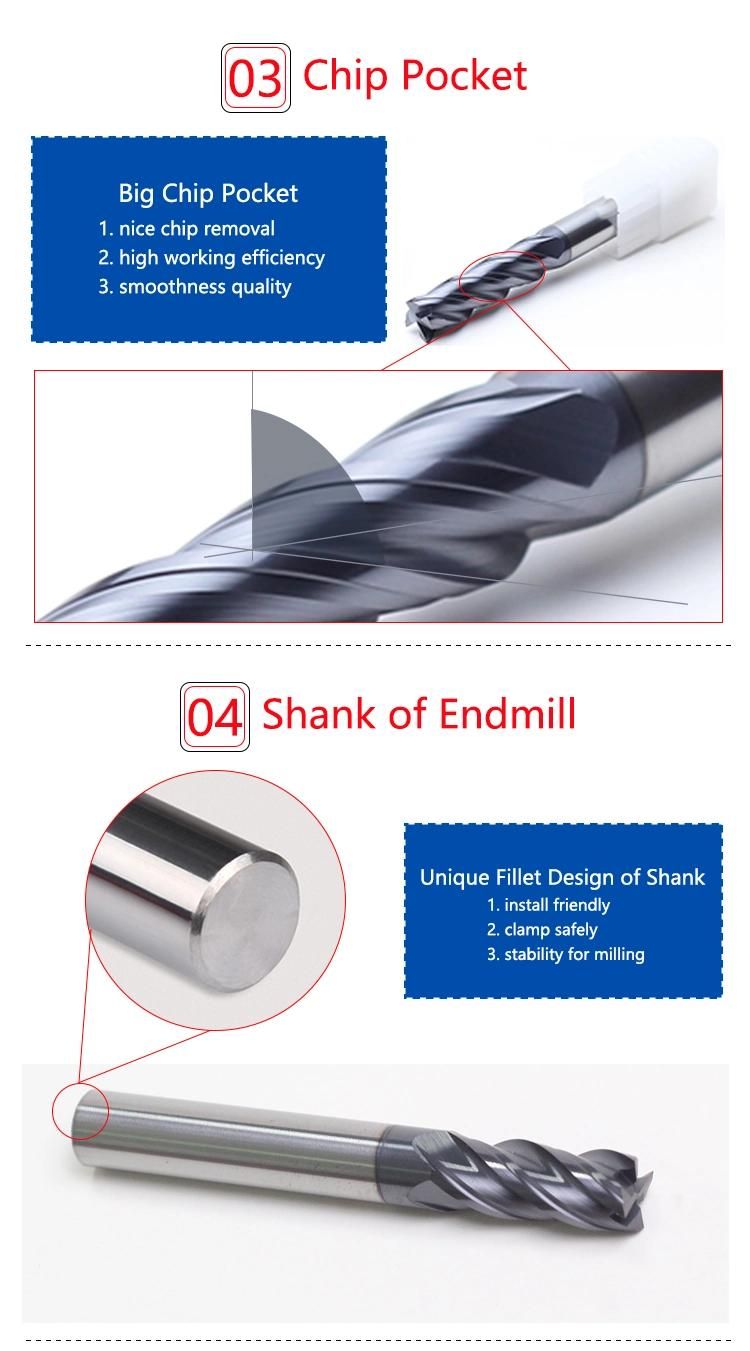 Tungsten Solid Carbide 4flutes HRC60 End Mill Cutters at Reasonable Prices