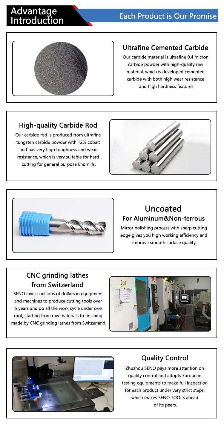 3flutes HRC45 Cemented Carbide for Aluminium End Mill Cutter