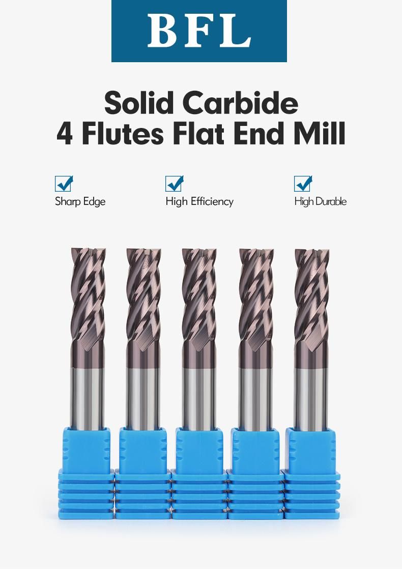 Bfl 4 Flutes Square End Mill Solid Carbide End Mill Milling Cutter Metal