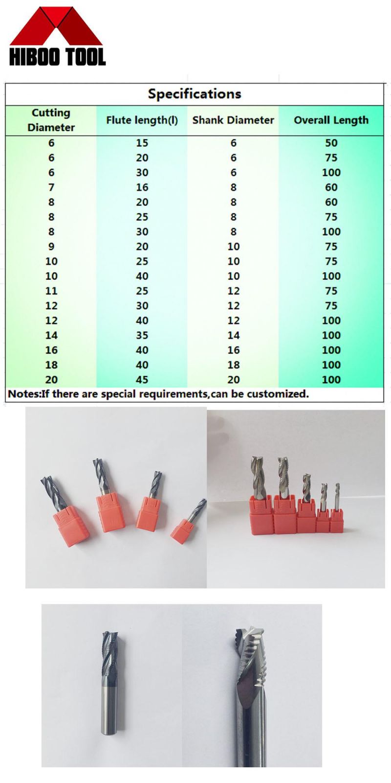 Hiboo Factory Outlet Spiral Tooth Solid Carbide Roughing End Mill