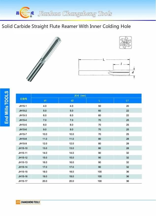 4 Flutes Carbide Reamer Cutters Handy Reamer Tool/Milling Cutter