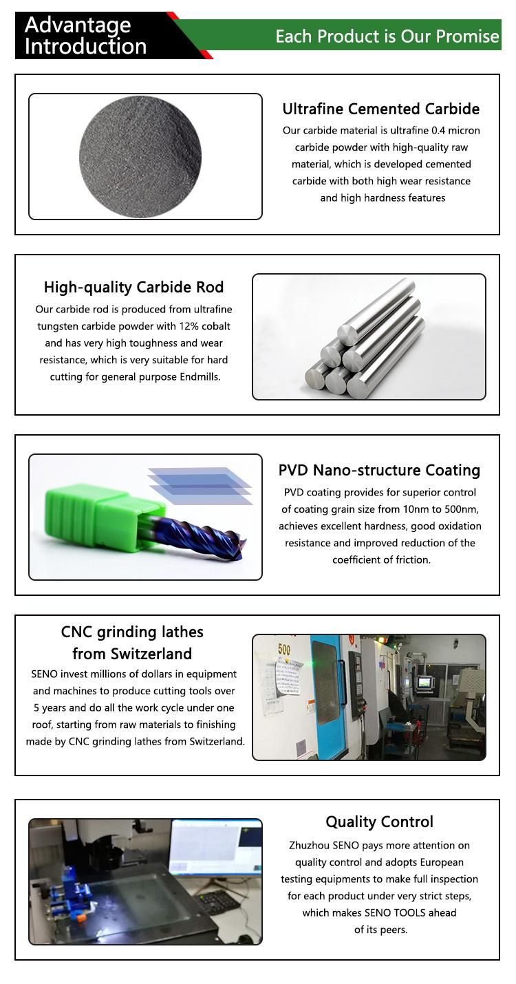 HRC65/HRC55/HRC60/HRC45 Stable 4 Flutes Cutting Edge Tips Corner Radius End Mill