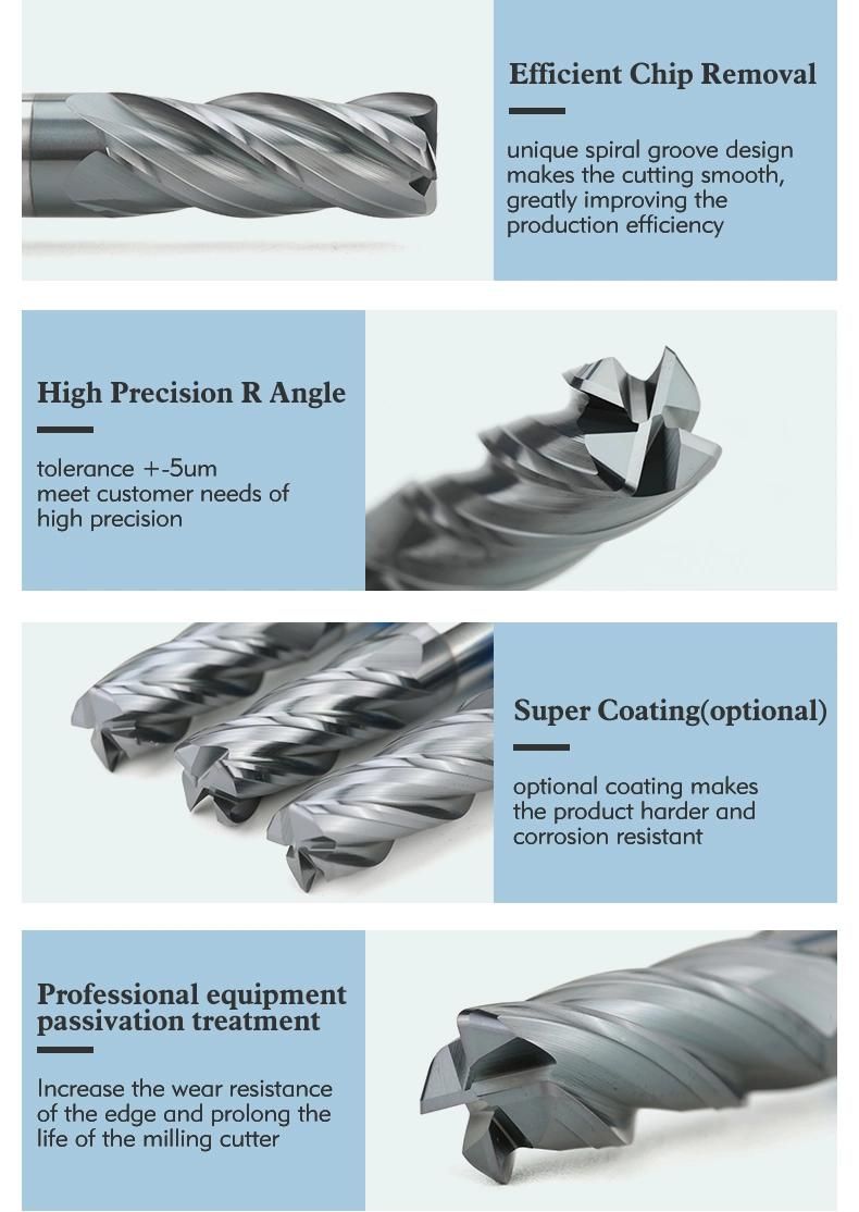Bfl CNC Fresas Carbide 4 Flutes Milling Cutter Corner Radius End Mill