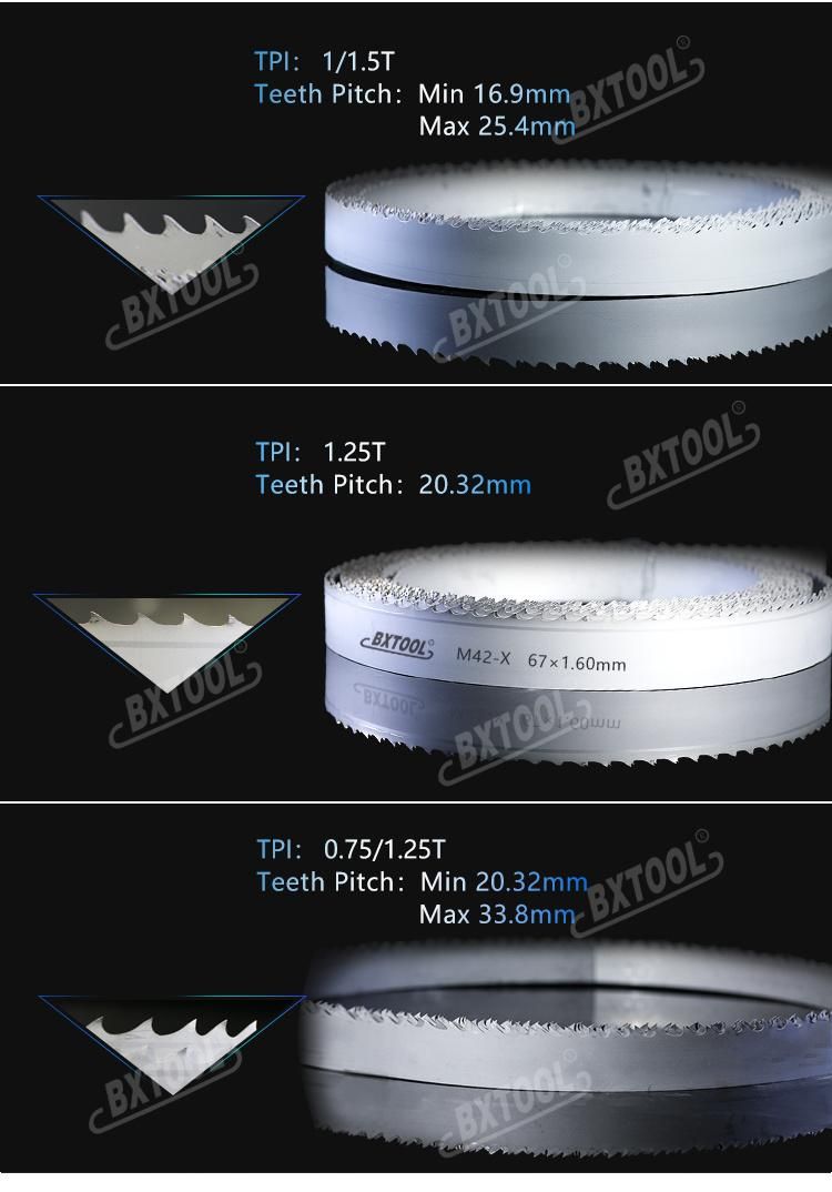 Bxtool-M42/X 67*1.60mm Inch 2 5/8*0.063 Bimetal Bandsaw Blade for Cutting Metal of Large Difficult to Cut Metals