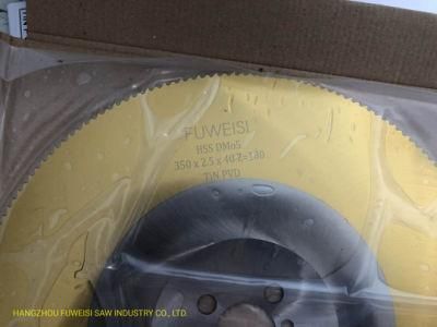 HSS M2 350 X 2.0 X 32mm Tin Coated Circular Saw Blade for Metal Tube Cutting.