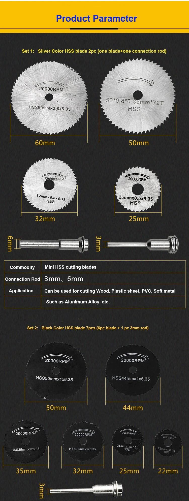 6PCS HSS Saw Blades Dremel Rotary Tool Cutting Discs Wheel + 1 Mandrel for Metal