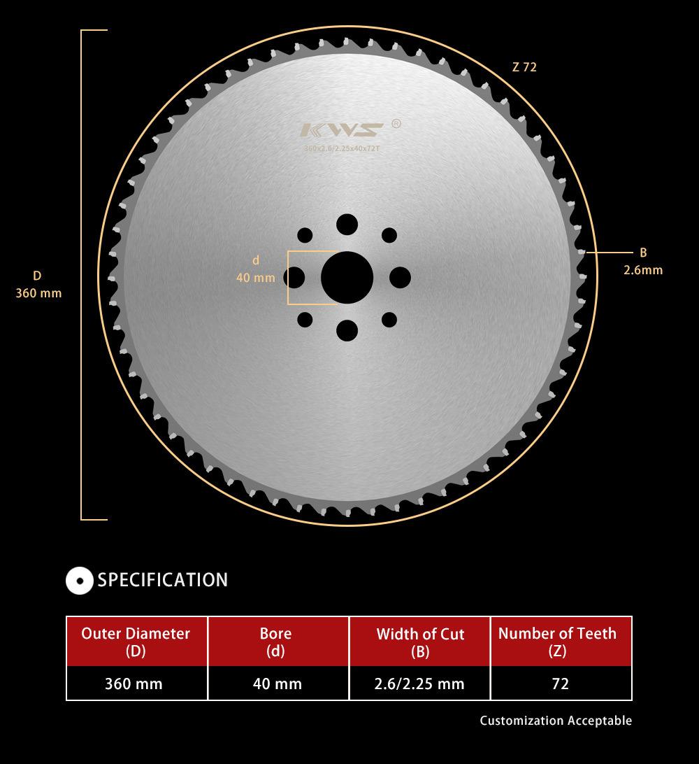 Kws Cold Saw Blade for Cutting Metal Machinery Parts Circular Saw Blade Cutting Disco