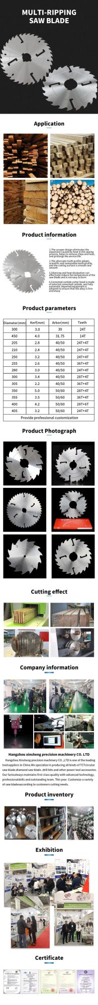 Pilihu High Cutting Efficiency Circular Multi Saw Blade with Ripping for Cutting Wood