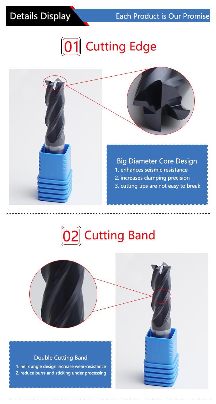 CNC Endmill 4 Flutes HRC 45 Parallel Shank Solid Tungsten Carbide