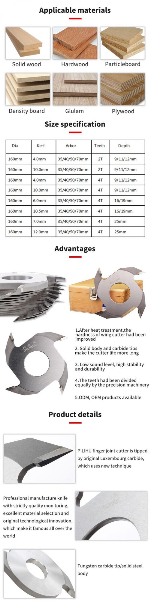 Tct Carbide Circular Blade Groove Cutter Wood 160mm 4-Wing