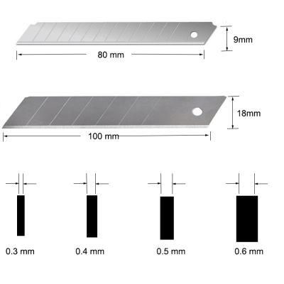 9mm/18mm/25mm Safety 10PCS 60 Degree Ultra Sharp Snap off Replacement Razor Blades / Utility Cutter Knife Blade