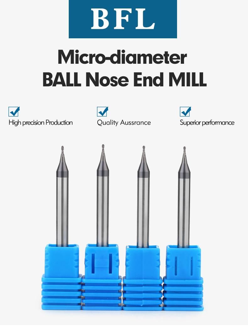 CNC Carbide Cutting Tools Micro Ball Nose End Mill 0.3mm Solid Carbide End Mill