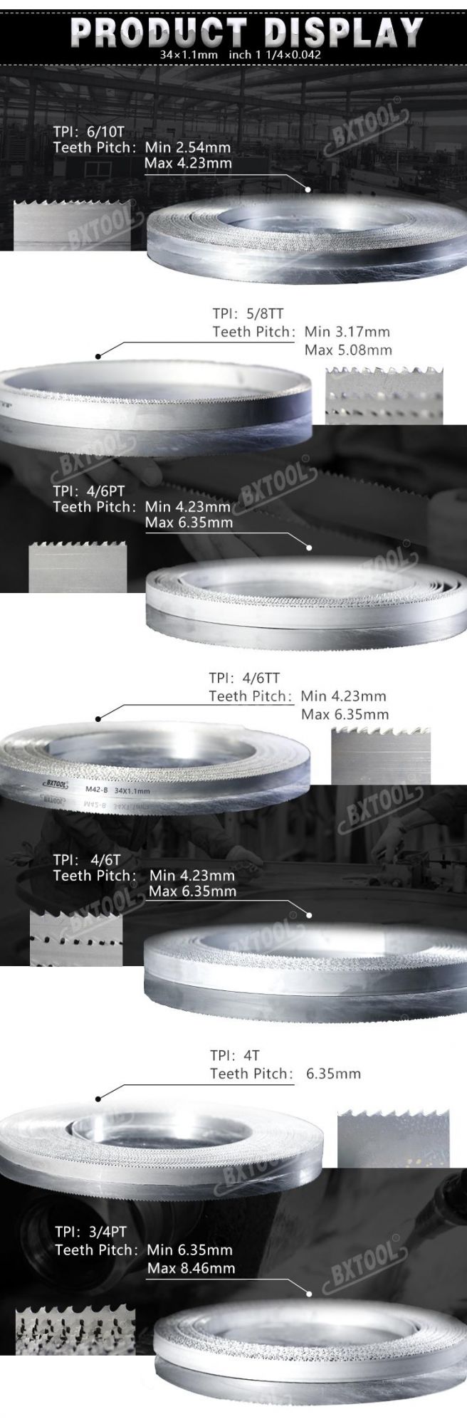 M42-B High Performanc 41*1.30mm Inch 1 1/2*0.05 Bimetal Band Saw Blade