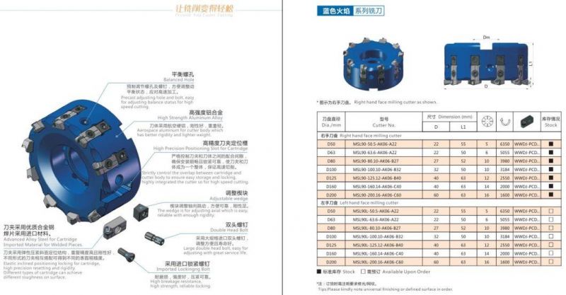 PCD Face Milling Cutter Used to Auto, Combustion Engine, Motorcycle, Motor Manufacturing, Transmission Machinery Manufacturing, Precision Instrument