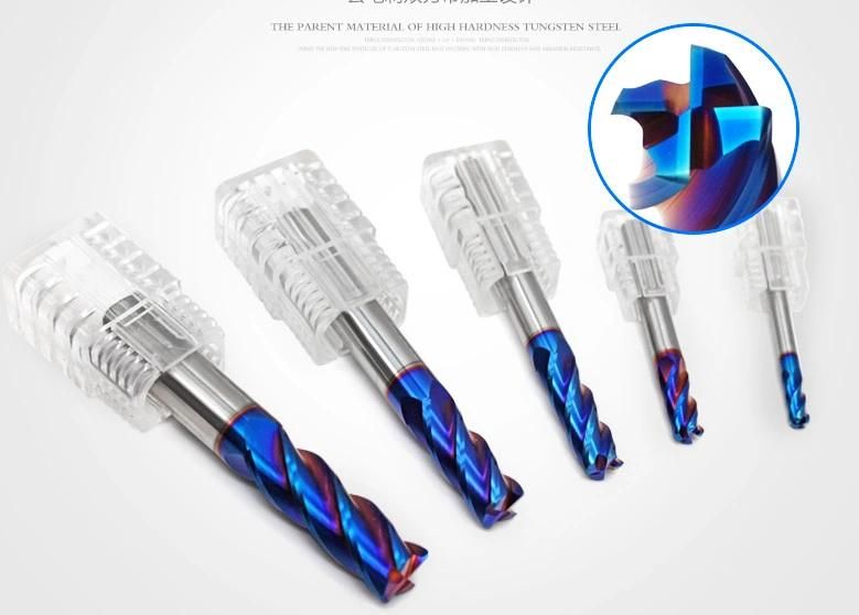 Gw Carbide-HRC65 Carbide End Mills with 6 Cutting Flute for Stainless Cutting Nano Blue