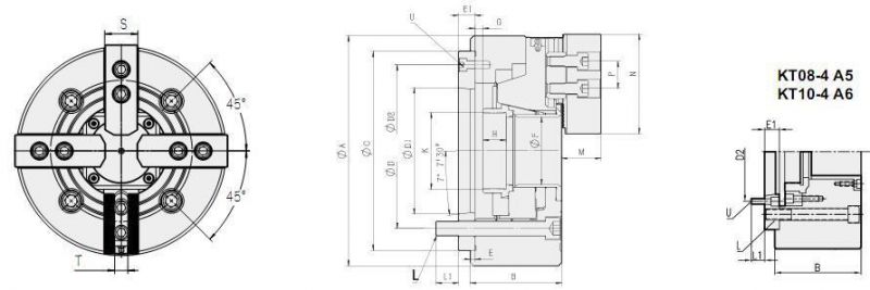 4 Jaw Hollow Hydraulic Lathe Chuck Through Hole Power Chuck for CNC Lathe