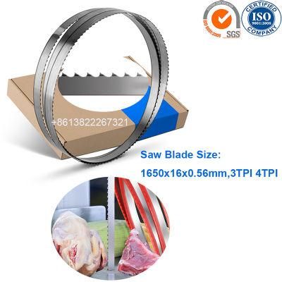 Bone Food Cutting Bandsaw Blades for Food Industry 1650X16X0.56mm 3tpi 4tpi