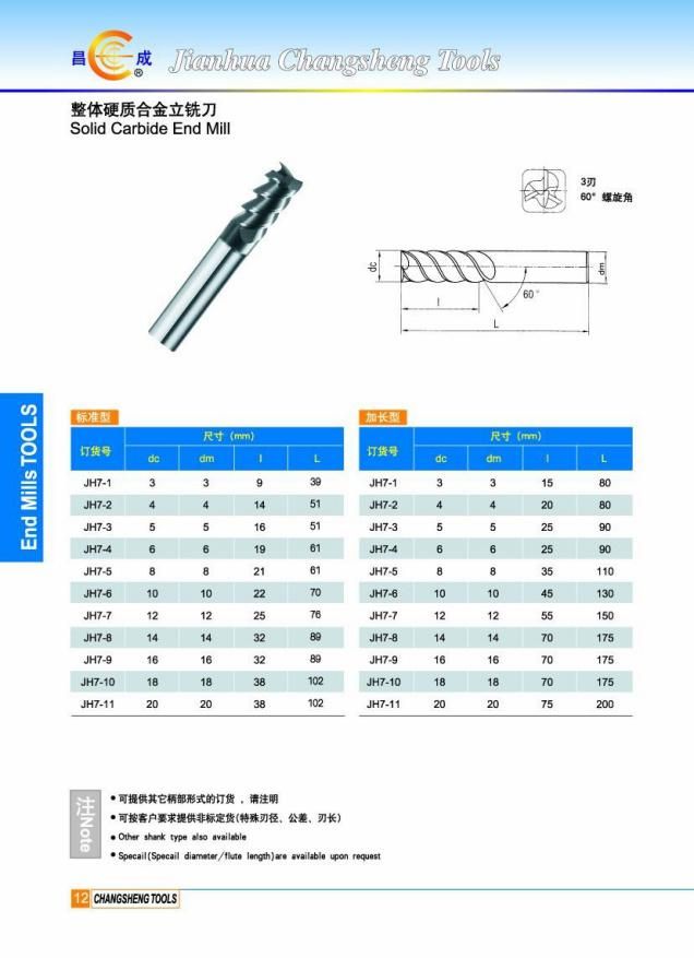 Solid Carbide 3 Flutes Stable Shank Spiral Slot End Mill