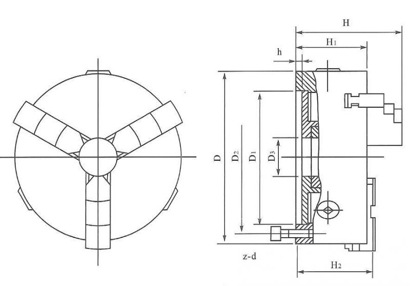 Three Jaw Self-Centering Manual Scroll Chuck for CNC Lathe and Conventional Lathe