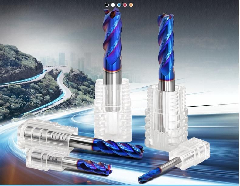 Gw Carbide-High Performance CNC Cutting Tool HRC 65 with Blue Nano Coating Solid Carbide 6 Flutes End Mill Milling Cutter