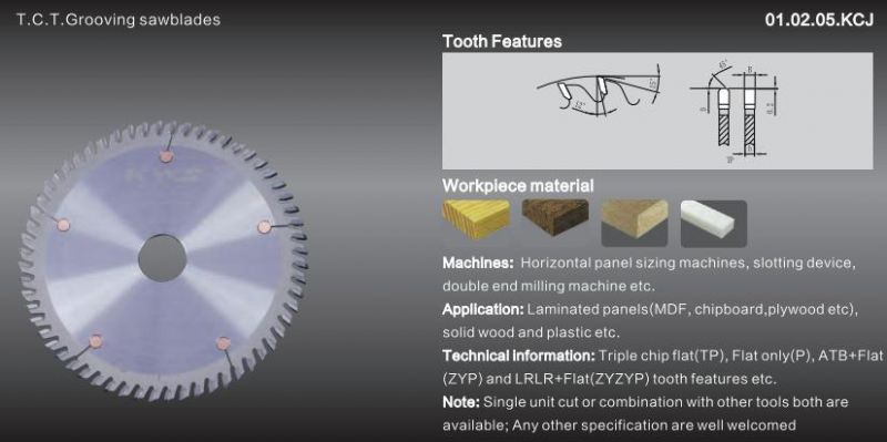 Kws Tct Dado Saw Blade for Grooving on MDF Wood Cutting Groove Saw Blade Disc Blade Table Saw Tool Woodworking Machinery Part 180*30*5.0*60t Tp