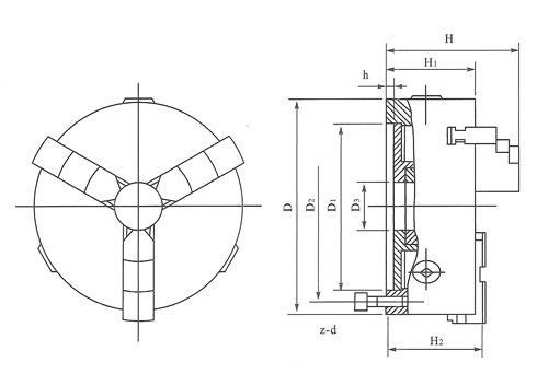 10"Dia. 250mm Precision 3 Jaw Self Centering Lathe Chuck