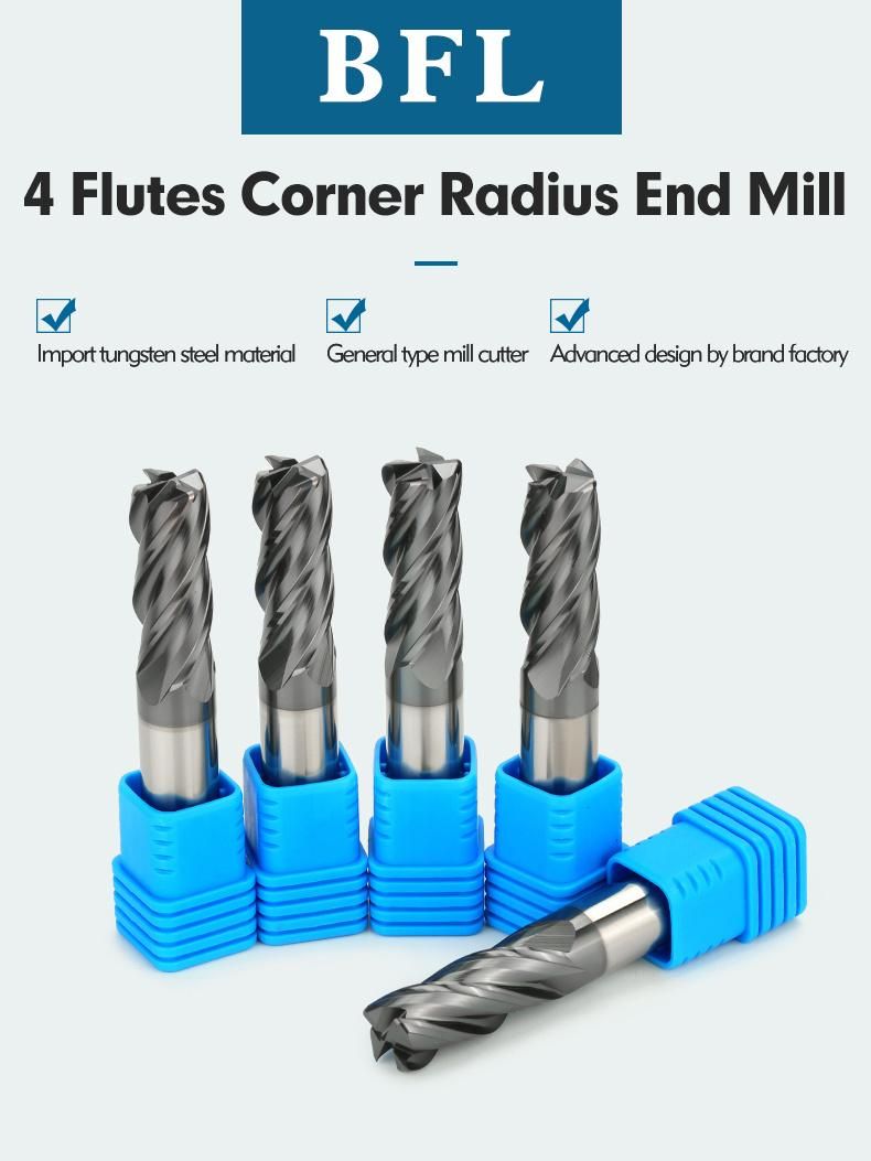 Bfl Solid Carbide Corner Radius End Mill Milling Cutter in Stock D2-12*R0.5-2*50-75 in Stock