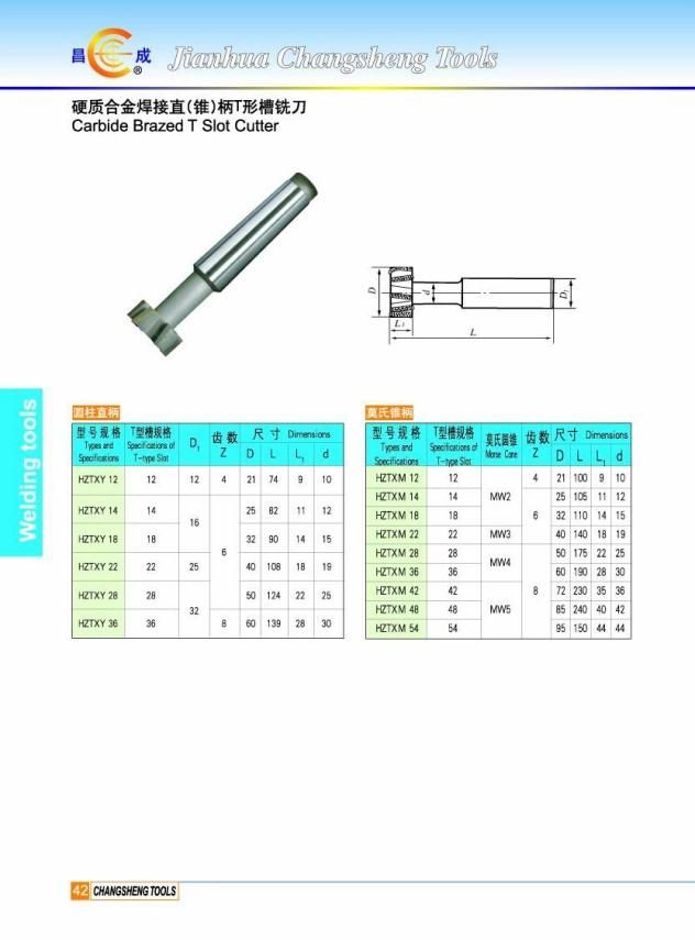 Steel Made Carbide Insert 4 Flutes T-Shape End Mill for Milling T Groove