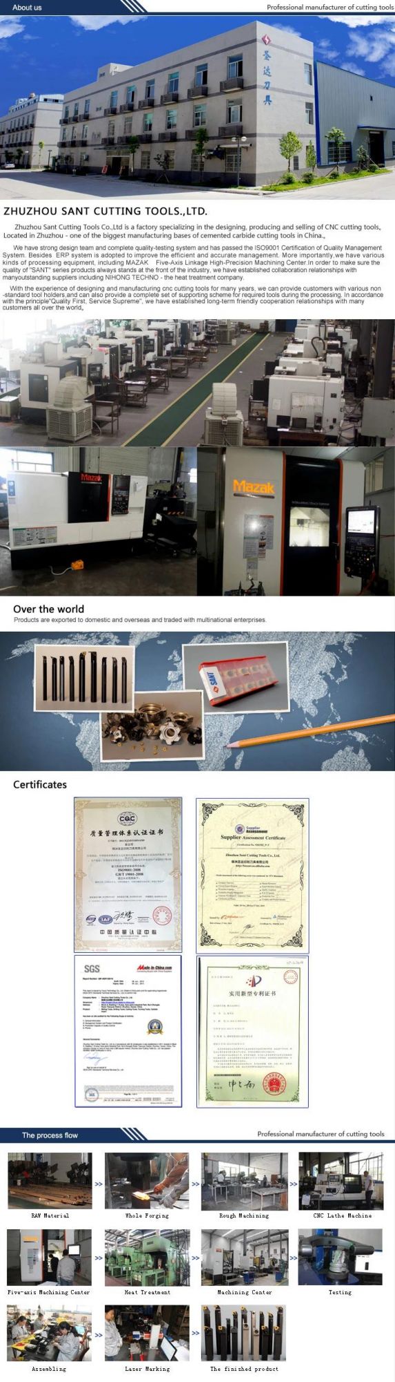 Zhuzhou Sant W Type External Turning Tool with Zcc. CT Carbide Inserts