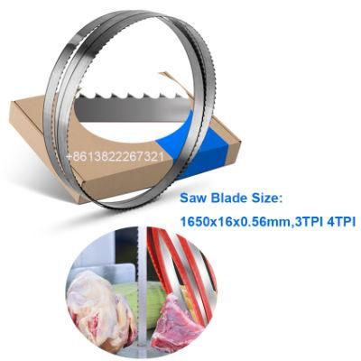 Meat Cutting Bandsaw Blades for Food Industry 1650X16X0.56mm 3tpi 4tpi