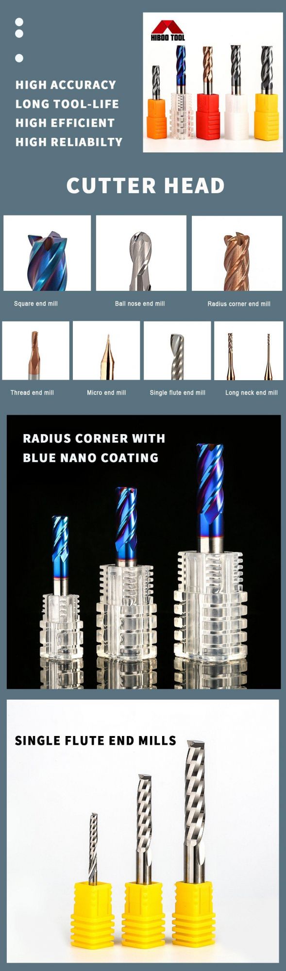 HRC45 Good Quality Carbide Square Long Neck End Mill