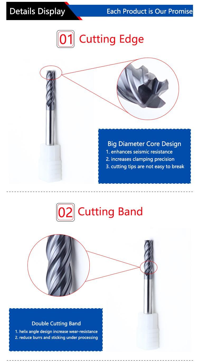 Factory Direct Sales Tungsten Carbide 4flutes HRC60 Corner Radius End Mill