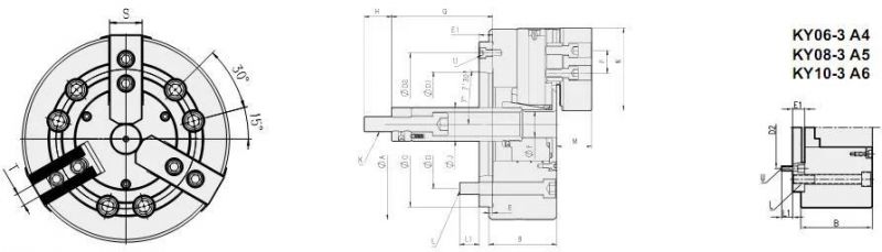 3 Jaw Draw Bar Hydraulic Lathe Chuck, Power Chuck for CNC Lathe