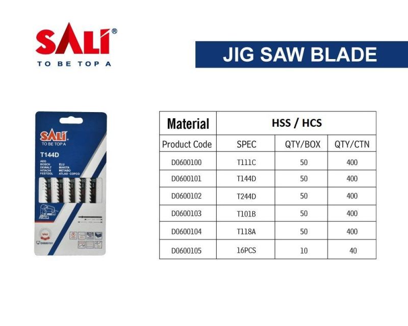 Sali T111C Wood Plastic Cutting Hcs Jig Saw Blades