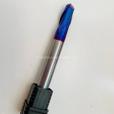 HRC60 Carbide Alloy 2 Flutes Ball Nose Milling Tools Coating Nano Blue