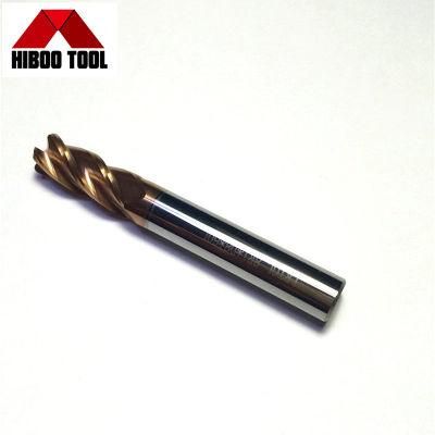 HRC45 Copper Coated Long Shank Corner Raduis Milling Cutter