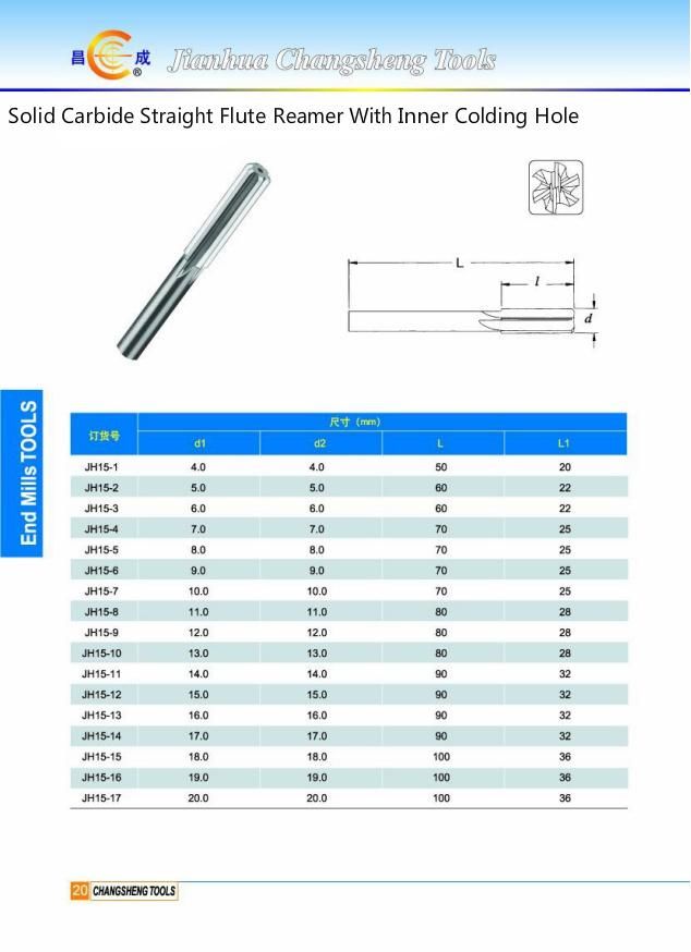 Solid Carbide 3 Flutes Reamer with Straight Shank