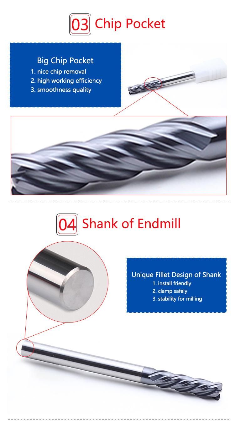 2021 Best-Selling Tungsten Solid Carbide Corner Radius End Mills 4flutes HRC60